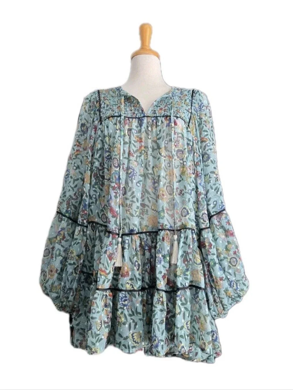 Free People Free Swinging Mini Dress Women's L Bohemian Beach - Picture 1 of 8
